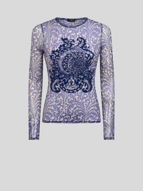 Etro TULLE SWEATER WITH SHELL PRINT