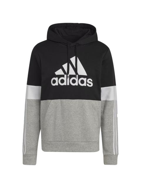 adidas Essentials Fleece Colorblock Hoodie "Black / White / Medium Grey Heather" H14646