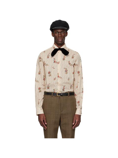 Valentino Beige Papier Floral Shirt