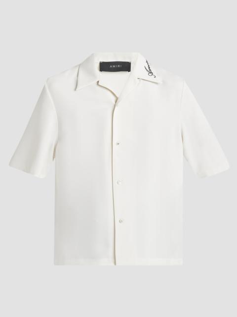 AMIRI Men's Embroidered Collar Camp Shirt - Alabaster