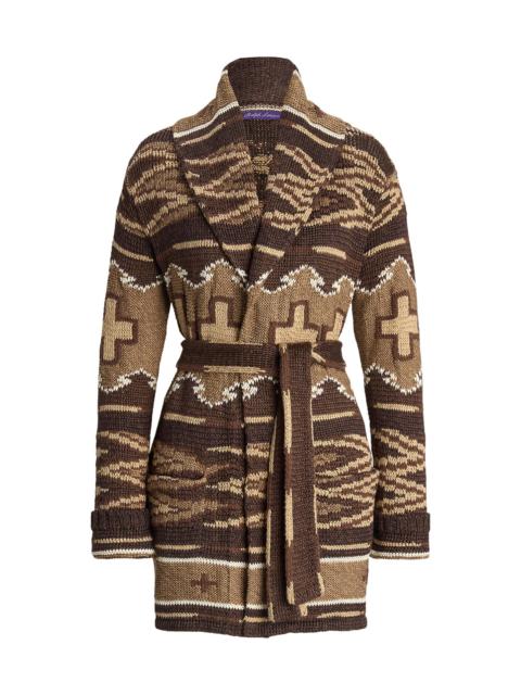 Ralph Lauren Women's Silk-Linen Shawl Collar Cardigan - Lux Tan Multi