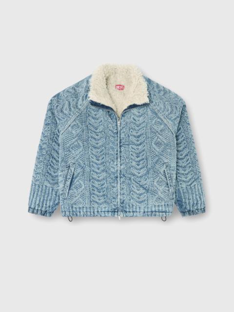 Diesel JACKET IN CABLE-KNIT-EFFECT DENIM