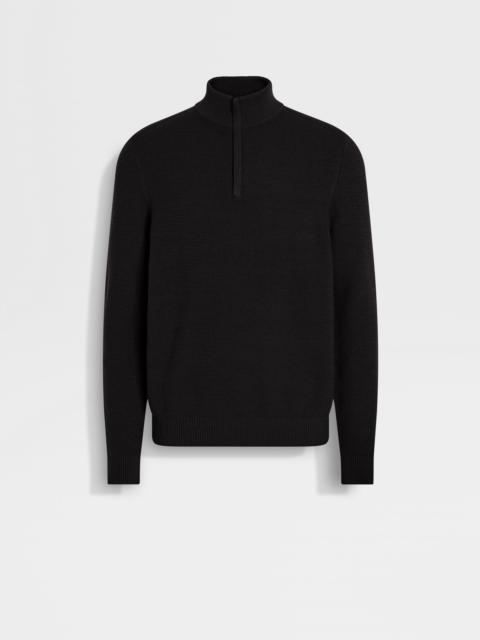 BLACK VELLUS AUREUM ZIP MOCK NECK