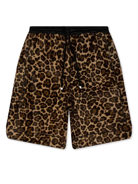 NAHMIAS LEOPARD PRINT CALF HAIR BASKETBALL SHORTS - BROWN LEOPARD