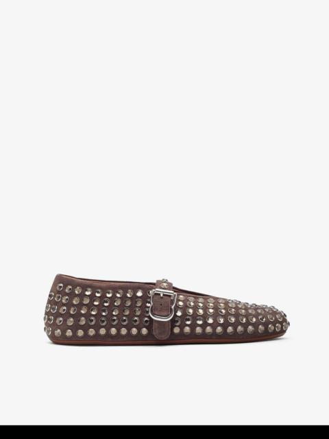 Alaïa Embellished brown suede ballet flats