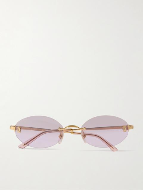 Cartier Double C Rimless Oval-frame Gold-tone Sunglasses