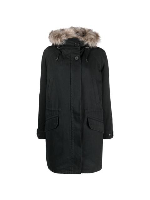 shearling-trim gabardine parka