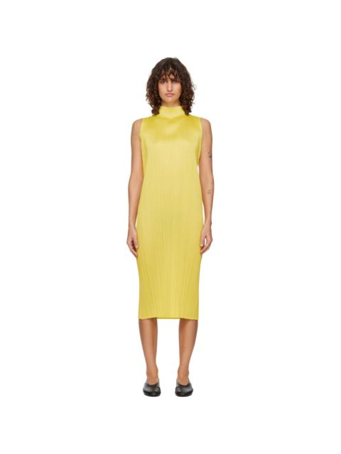Pleats Please Issey Miyake Yellow Monthly Colors April Midi Dress