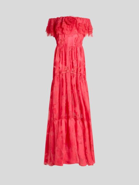 Etro LONG DRESS IN SILK-BLEND JACQUARD WITH FLORAL PAISLEY MOTIF