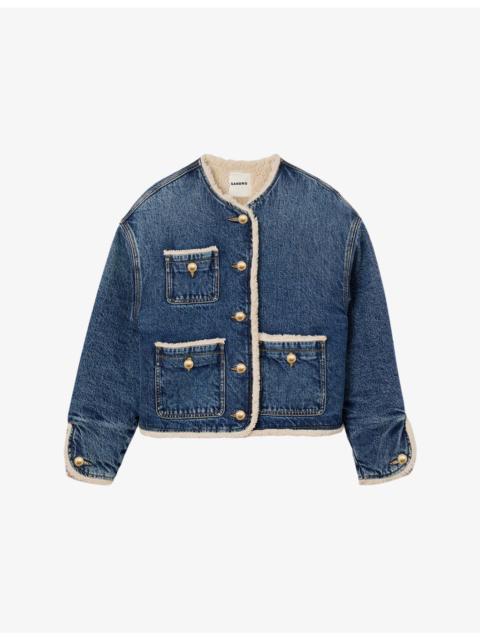 Sandro Patch-Pocket Relaxed-Fit Denim Jacket
