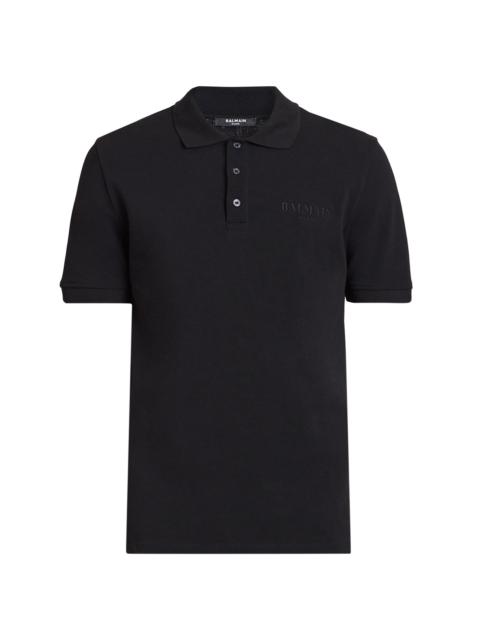 Balmain Men's Logo Cotton Piqué Slim-Fit Polo Shirt - Noir