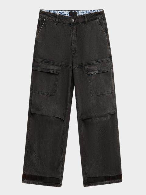 RTA Men's Wylie Wide-Leg Cargo Jeans