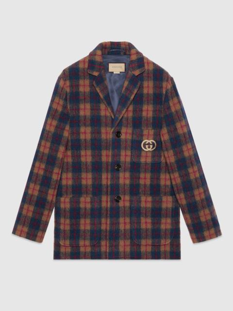 GUCCI Check wool jacket with Interlocking G