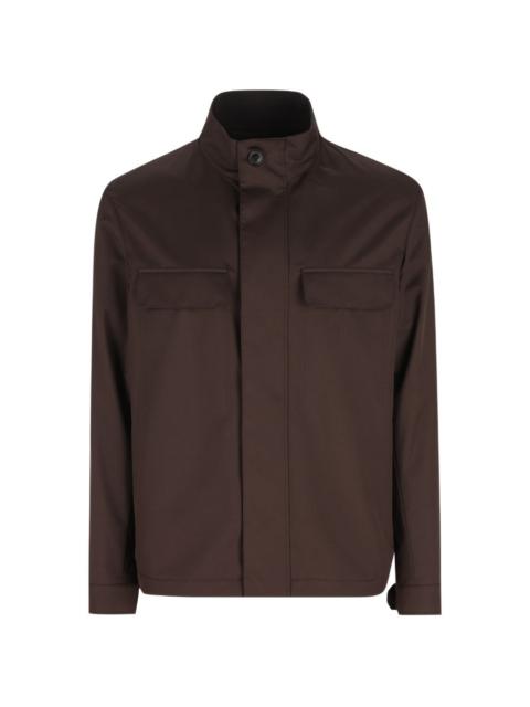 ZEGNA leather-detail jacket