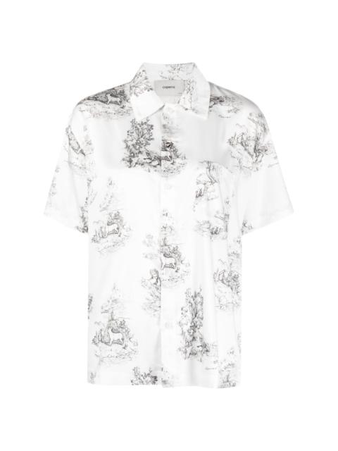 Toile de Jouy-print satin shirt