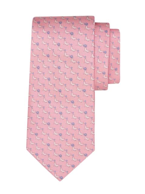 FERRAGAMO Men's Alicia Silk Seal Tie - Rosa Azzurro