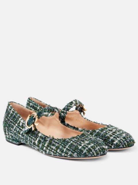 Gianvito Rossi Mary Ribbon bouclé Mary Jane flats