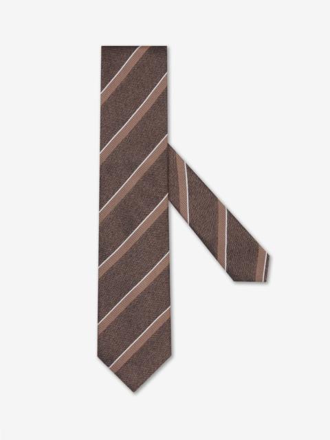 CORNELIANI Striped brown pure silk tie