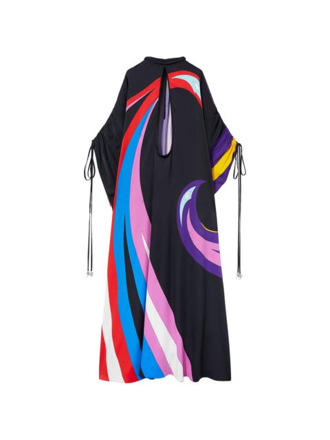 Cigni-print cape gown