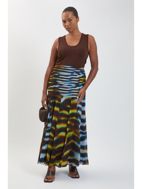 KAREN MILLEN Plus Size Viscose Georgette Animal Print Drop Hem Woven Maxi Skirt