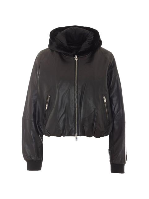 MOOSE KNUCKLES Cardin hooded leather bomber jacket