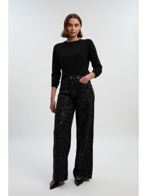 KAREN MILLEN Sequin Denim Wide Leg Jeans