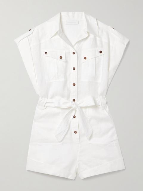 Zimmermann Rhiannon Belted Linen Playsuit