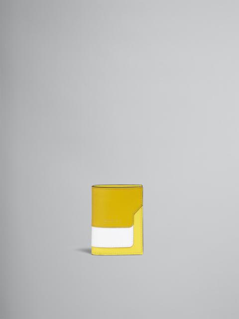 Marni YELLOW AND WHITE SAFFIANO LEATHER BI-FOLD WALLET