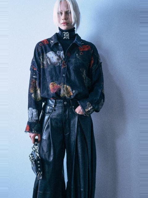 R13 Reversible Shredded Seam Drop Neck Shirt