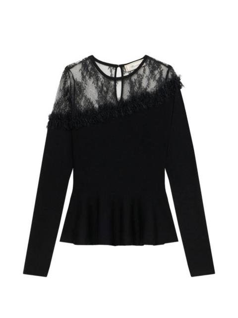Blumarine lace-panel peplum sweater