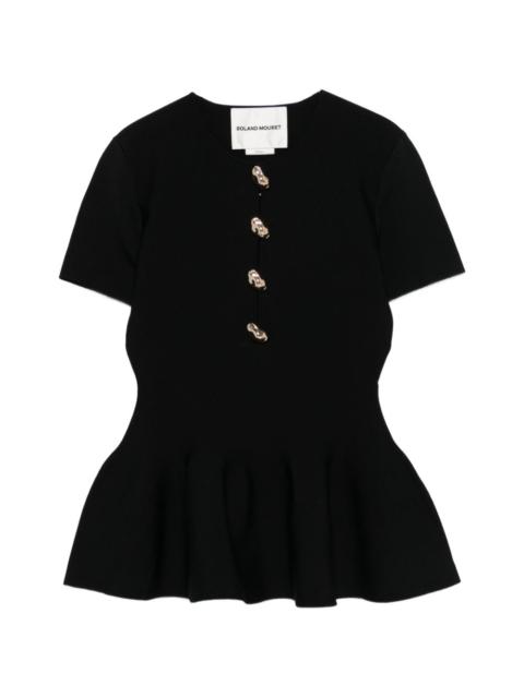 ROLAND MOURET button detail peplum top