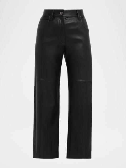 Brunello Cucinelli Straight-Leg Leather Pants