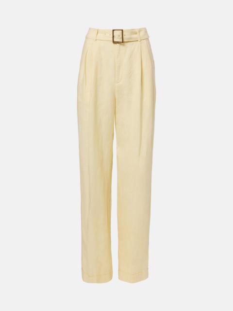 Polo Ralph Lauren Belted linen straight pants