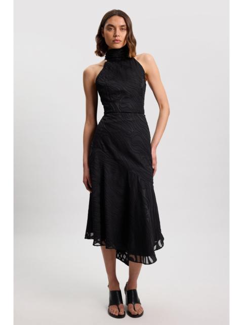 KAREN MILLEN Slub Self Stripe Panelled Woven Skirt