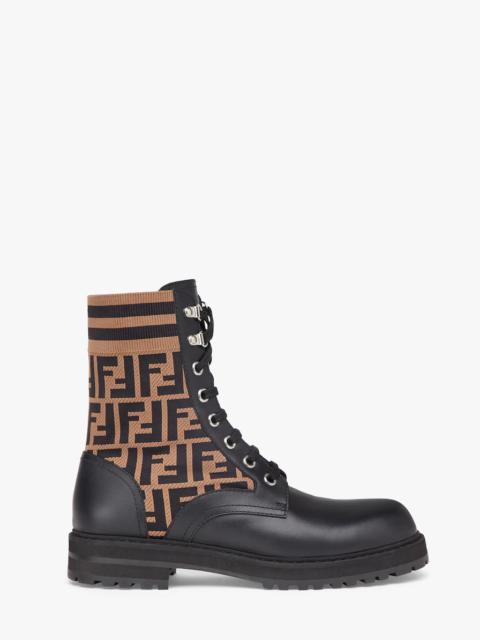 FENDI Black leather biker boots