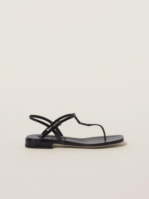 Patent thong sandals