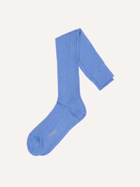 Drake's Sky Blue Cotton Over-the-Calf Socks