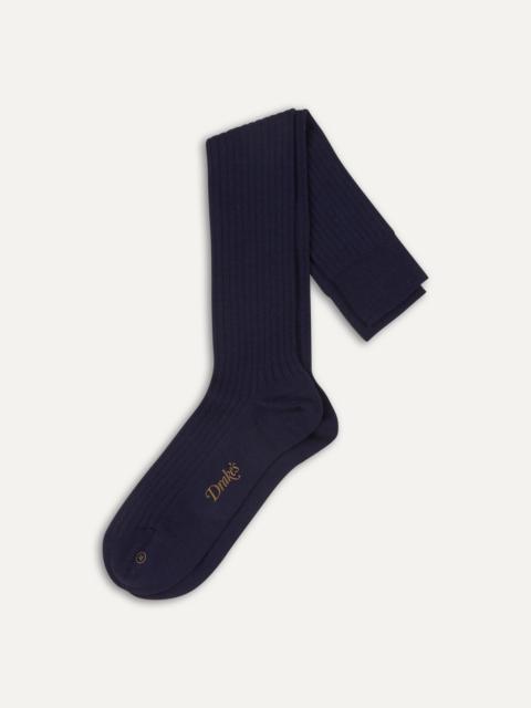 Drake's Light Navy Wool Over-the-Calf Socks