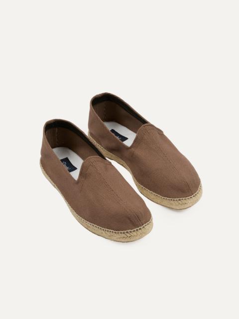 Drake's Taupe Herringbone Cotton Espadrilles