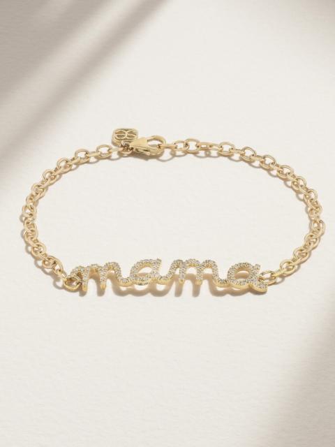 SYDNEY EVAN Large Mama Script 14-karat Gold Diamond Bracelet