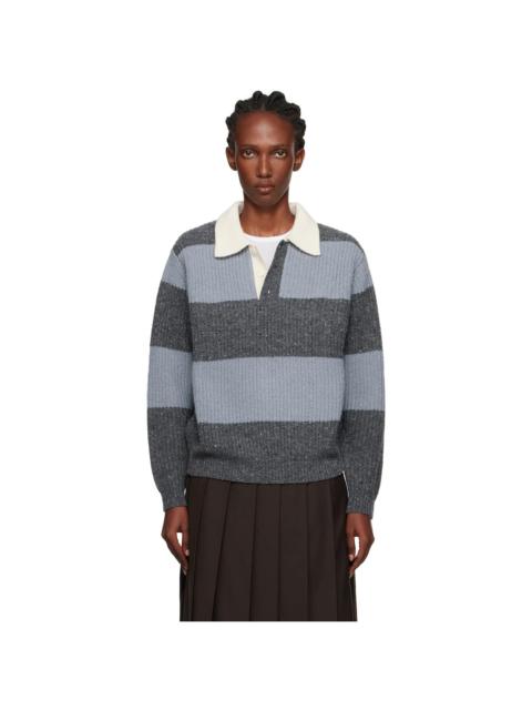 Dunst Blue & Gray Chunky Rugby Polo