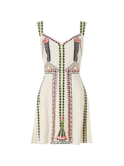 Temperley London Avalon embroidered linen mini dress