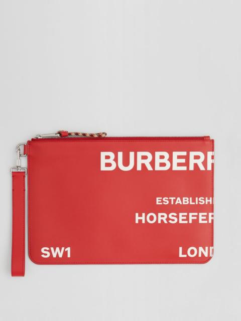 Burberry Horseferry Print Leather Zip Pouch