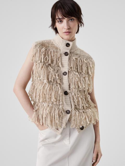 Brunello Cucinelli Dazzling Folk OPERA cardigan in mohair, cashmere and wool