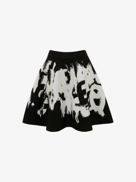 Alexander McQueen Women's McQueen Graffiti Jacquard Mini Skirt in Black/white