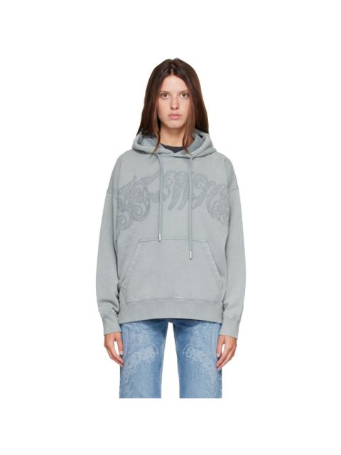 Off-White Gray Embroidered Big Paisley Skate Hoodie