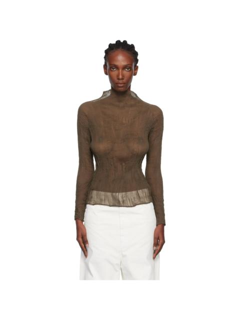 ISSEY MIYAKE Khaki Chiffon Twist Top