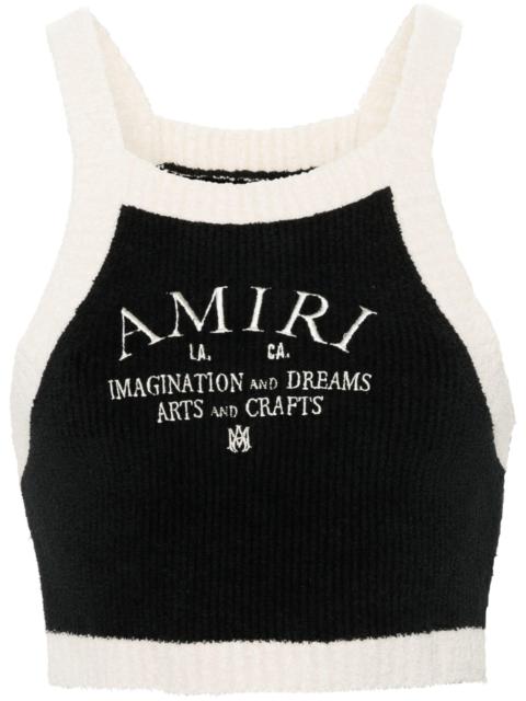 AMIRI logo-embroidered ribbed crop top