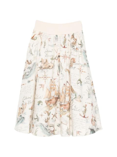 Zimmermann ribbed printed midi skirt