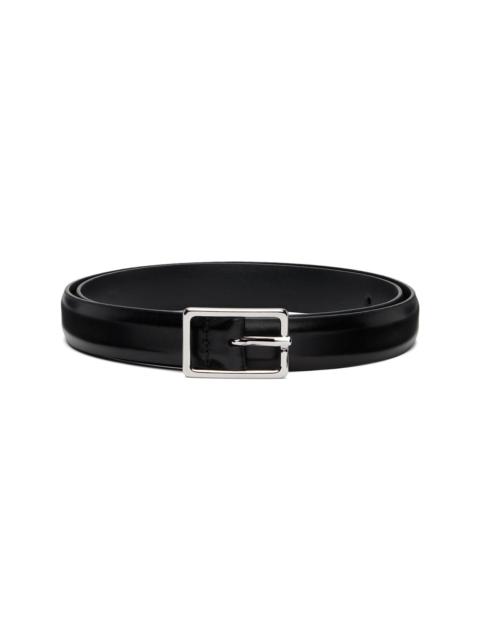 Anderson's Black Skinny French Calfskin Rectangular Buckle Belt